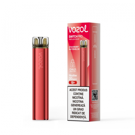 VOZOL SWITCH PRO STRAWBERRY WATERMELON – O combinație perfectă de arome care îți va încânta simțurile! Această narghila electronică reîncărcabilă de la Vozol este special concepută pentru iubitorii de vaping care caută o experiență fructată și revigorantă. Fiecare cartuș rezervă este preumplut cu 2ml de e-Liquid cu o concentrație de 2% nicotină, oferindu-ți posibilitatea de a savura până la 800 de pufuri delicioase.  Aromă Unică de Căpșuni și Pepene Verde Experimentează o explozie de gust cu fiecare puff! Aroma proaspătă de căpșuni se îmbină perfect cu dulceața suculentă a pepenelui verde, creând un mix armonios care îți va încânta papilele gustative. Această combinație delicioasă este ideală pentru zilele călduroase, aducând un sentiment de răcorire și prospețime, exact ca un smoothie de vară.  Design Elegant și Funcționalitate Avansată VOZOL SWITCH PRO STRAWBERRY WATERMEL nu este doar o narghila electronică funcțională, ci și un accesoriu elegant. Designul său modern și culorile vibrante o fac atrăgătoare și ușor de utilizat. Cu o baterie reîncărcabilă de 400mAh, acest dispozitiv asigură o durabilitate excelentă și o experiență de vaping fără întreruperi.  Beneficiile Utilizării VOZOL SWITCH PRO STRAWBERRY WATERMEL Pufuri Generoase: Cu o capacitate de până la 800 de pufuri, fiecare cartuș oferă o utilizare îndelungată, perfectă pentru cei care doresc să se bucure de vaping fără a fi nevoiți să schimbe cartușele frecvent. Calitate Superioară a E-Lichidului: E-Lichidul Vozol este realizat din ingrediente premium, inclusiv glicerina vegetală, propilen glicol, nicotină și arome naturale, asigurând o experiență de vaping curată și satisfăcătoare. Ușor de Utilizat: Cartușul rezervă preumplut este simplu de înlocuit, permițând utilizatorilor să schimbe rapid aromele. Confort Ergonomic: Mustiucul ergonomic asigură o experiență de vaping confortabilă, chiar și pe termen lung. Oferta Avantajoasă de Preț Acum poți achiziționa VOZOL SWITCH PRO STRAWBERRY WATERMEL la un preț promoțional pe VapiShop.ro. Acest produs reprezintă o alegere excelentă pentru toți cei care doresc să exploreze o combinație fresh de arome fructate, perfectă pentru fiecare zi.  În Concluzie Indiferent dacă ești un începător sau un vaper experimentat, VOZOL SWITCH PRO STRAWBERRY WATERMEL este alegerea ideală pentru o experiență de vaping delicioasă. Lasă-te purtat de valurile aromelor și descoperă bucuria vapingului cu această narghilea electronică reîncărcabilă, care îmbină perfect căpșunile și pepenele verde într-un mod inconfundabil!
